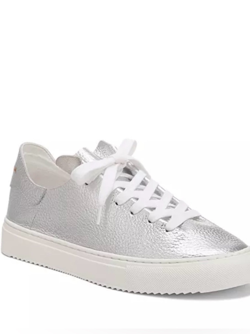 Sam Edelman Metallic Silver Low-Top Lace-Up Sneakers